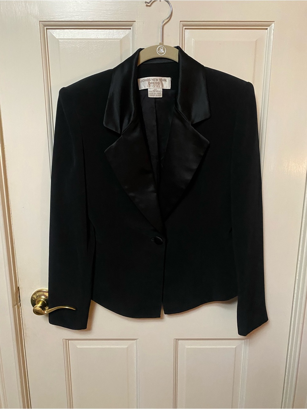 Jones New York Black Satin-Lapel Blazer